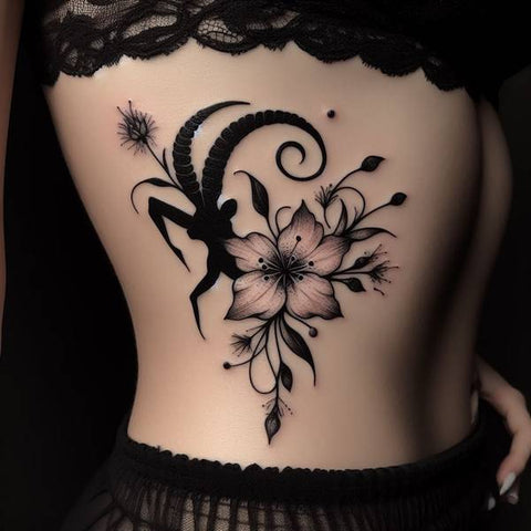 Capricorn Flower Tattoo