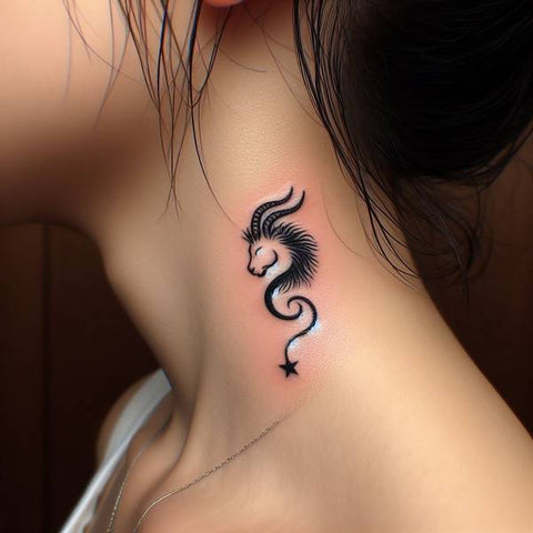 Capricorn Neck Tattoo
