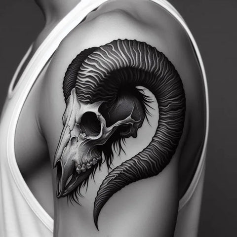Capricorn Skull Tattoo 1