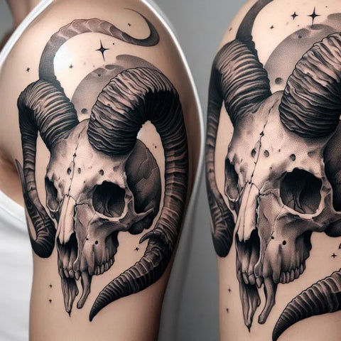 Capricorn Skull Tattoo 2
