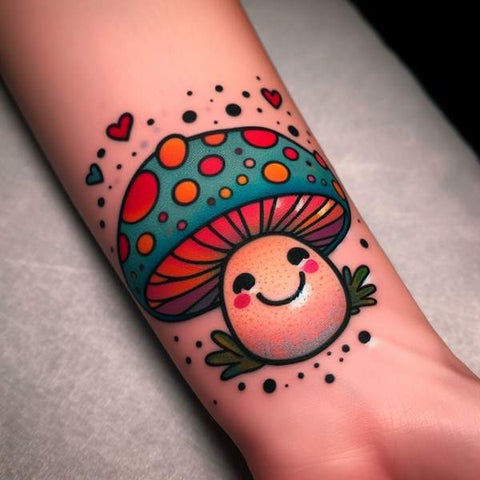 Cartoon Mushroom Tattoo