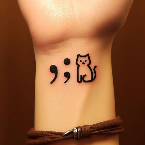 Cat Semicolon Tattoo 1