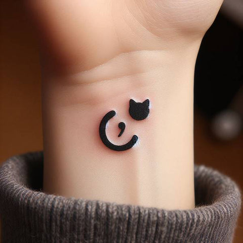 Cat Semicolon Tattoo 2