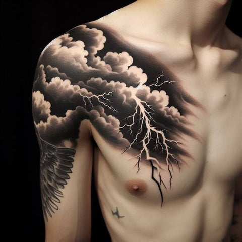 Cloud and Lightning Tattoo 1
