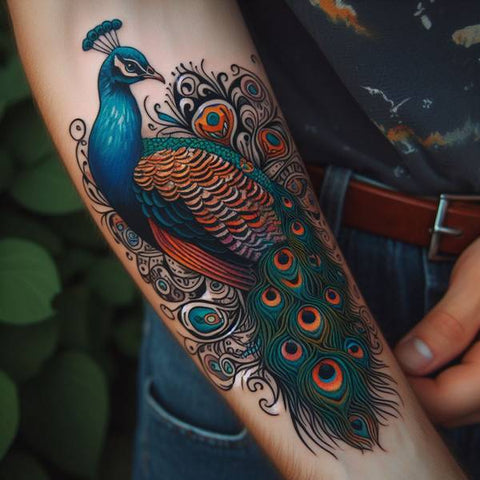 Colorful Peacock Tattoo 1