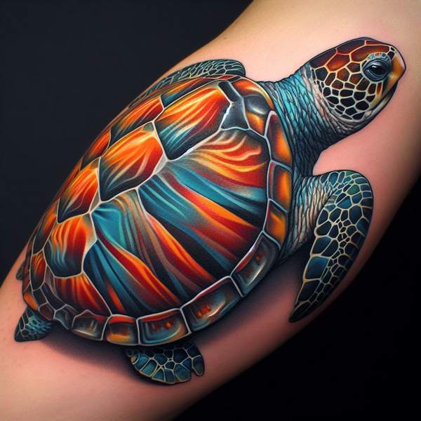 Colorful Sea Turtle Tattoo 1