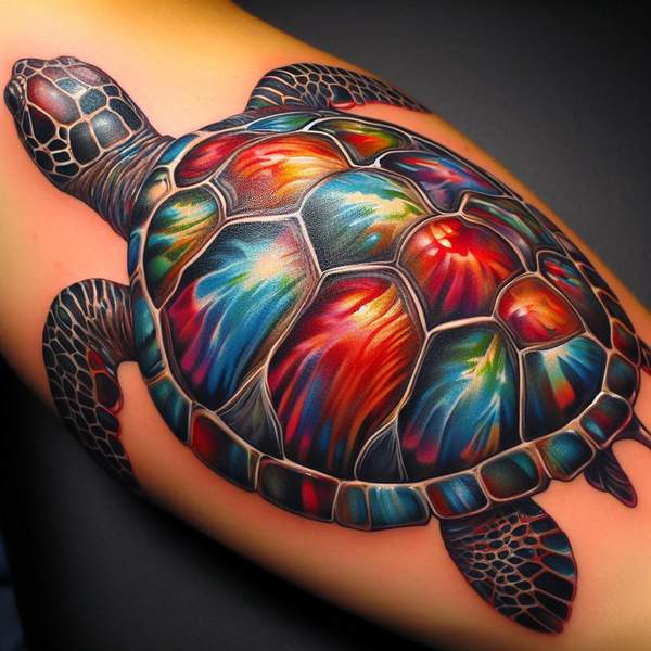 Colorful Sea Turtle Tattoo 2