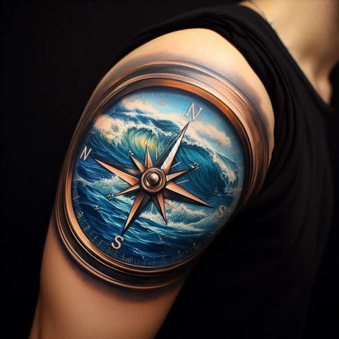 Compass Ocean Tattoo 2