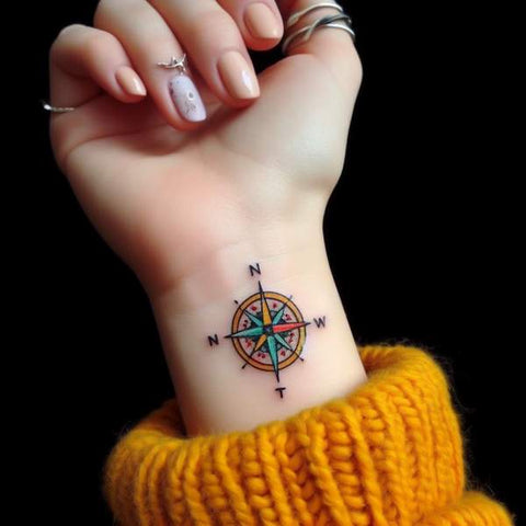 Wanderlust Compass Arrow Temporary Tattoo – MyBodiArt