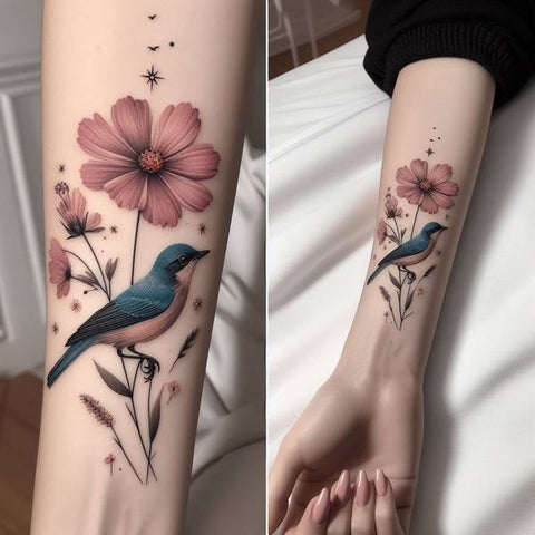 Cosmos Flower Cover-Up Tattoo