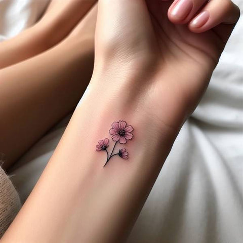 Cosmos Flower Wrist Tattoo 2