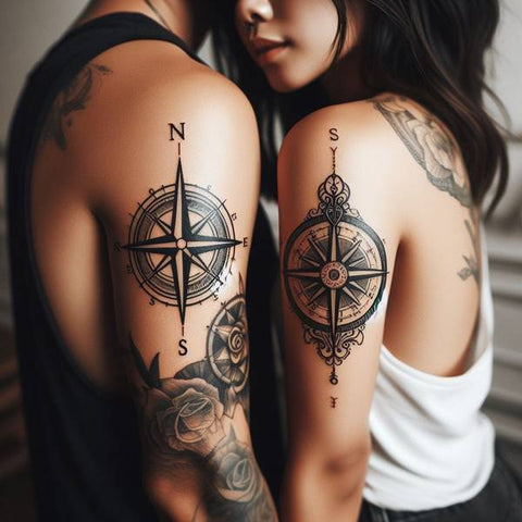 Couple Compass Tattoo