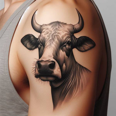 Sun Flower Cow Tattoo | Color | 4X4 | Americas Best Tattoos