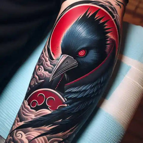 Crow With Sharingan Tattoo 1