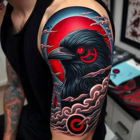 Crow With Sharingan Tattoo 2