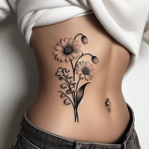 Daisy and Lily of The Valley Tattoo 1