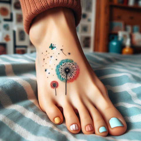 Dandelion Foot Tattoo