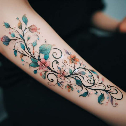 Amazon.com : Mini Tattoos 2 Sheets Beautiful Flower vine Cartoon Tattoos  Fake Temporary Stickers Sheets Paper Style Vintage Old School Tattoo Body  Art Make up Waterproof for Kids Adults (09) : Beauty