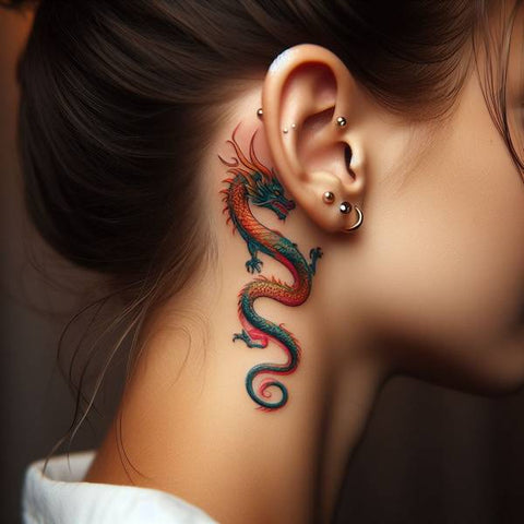 Dragon Tattoo Behind The Ear