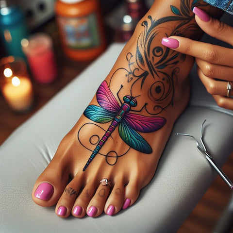 Dragonfly Foot Tattoo