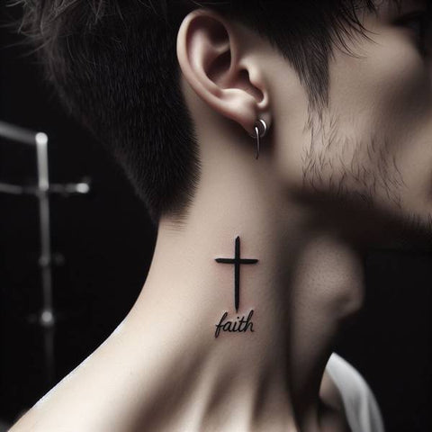 Faith tattoo on Neck 1