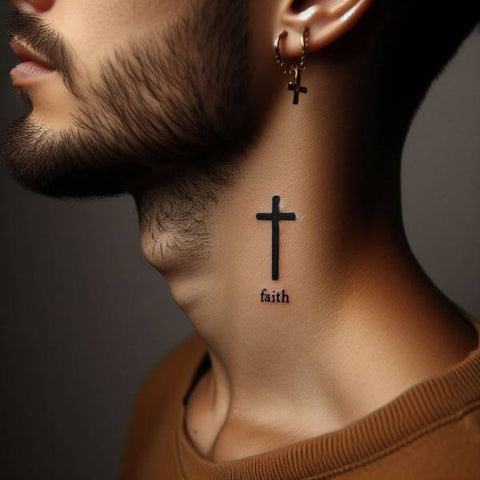 Faith tattoo on Neck 2