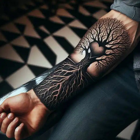 Family Tree Blackwork Tattoo
