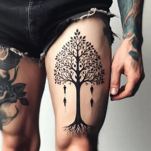 Family Tree Thigh Tattoo 2