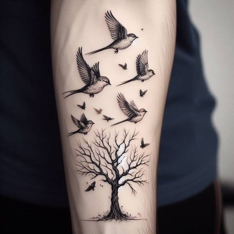 Family Tree and Birds Tattoo