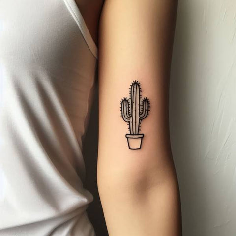 Fine Line Cactus Tattoo 1