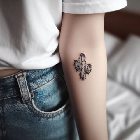 Fine Line Cactus Tattoo 2