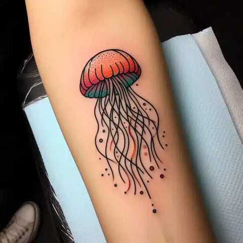 Fine Line Jellyfish Tattoo.