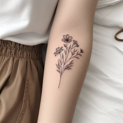 Fine Line Wildflower Tattoo