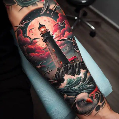 Forearm Lighthouse Tattoo 2