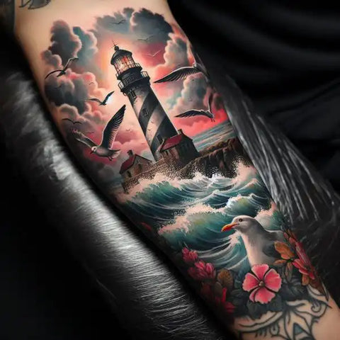 Forearm Lighthouse Tattoo 3
