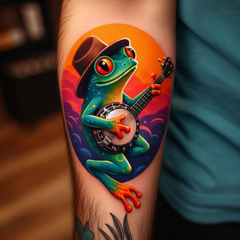 Frog Playing Banjo Tattoo 1