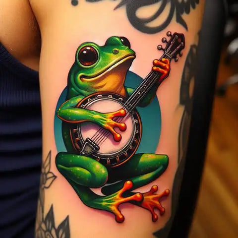Frog Playing Banjo Tattoo 3