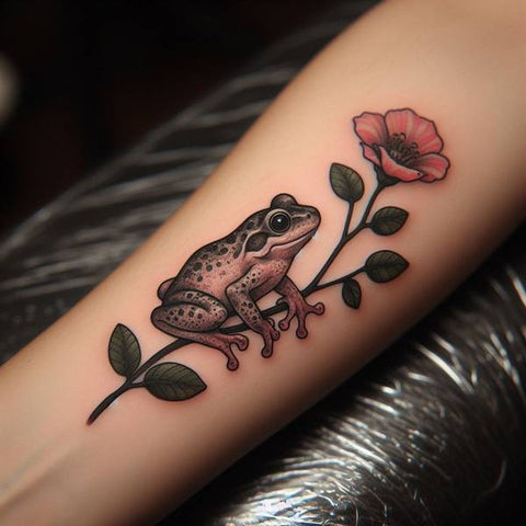 Frog and Flower Tattoo
