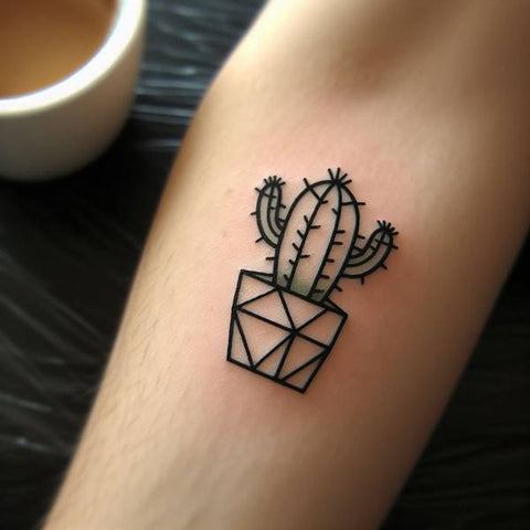 Geometric Cactus Tattoo 1