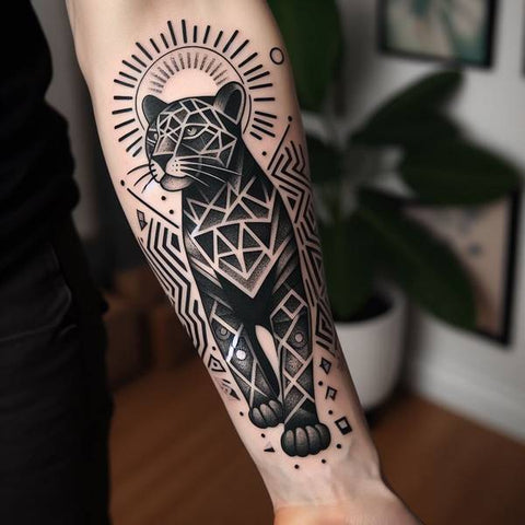 Geometric Jaguar Tattoo