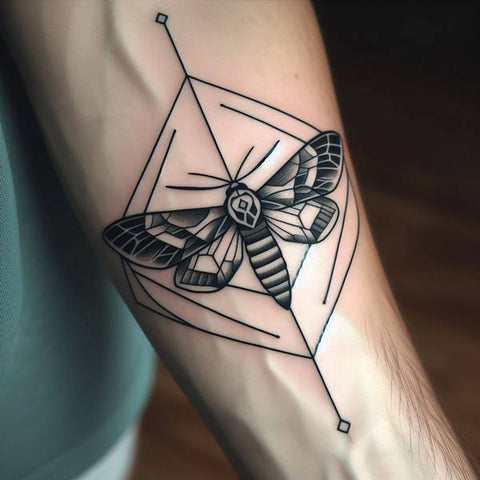 Geometric Moth Tattoo