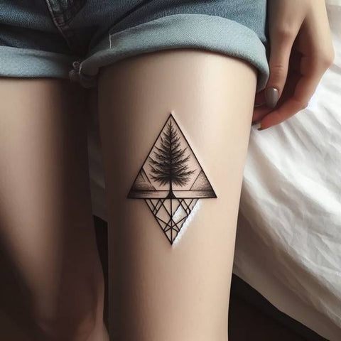 Geometric Pine Tree Tattoo 2