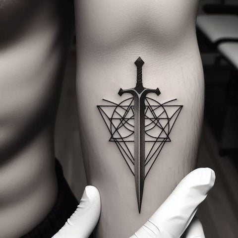 Geometric Sword Tattoo