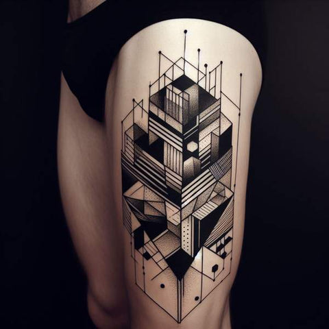 Geometric Thigh Tattoo