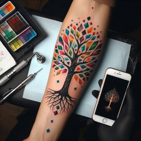 Geometric Tree Tattoo