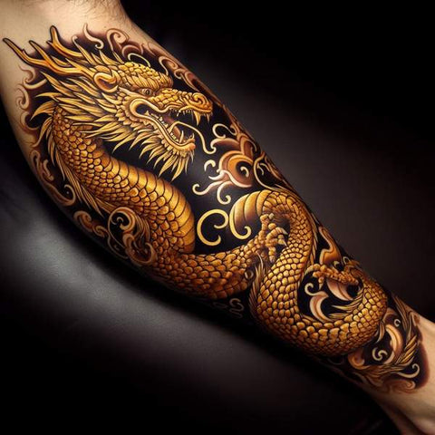 Golden Japanese Dragon Tattoo