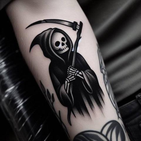 Grim Reaper Blackwork Tattoo 1