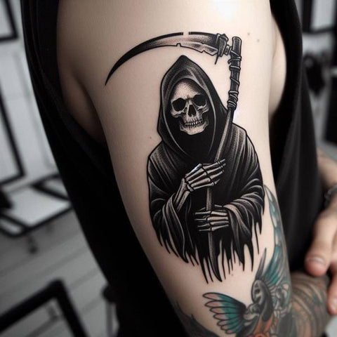 Grim Reaper Blackwork Tattoo 2