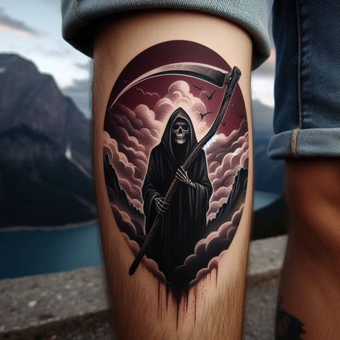 Grim Reaper Leg Tattoo 1