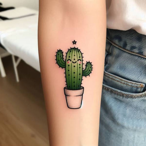 Happy Cactus Tattoo 1